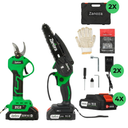 Elektrische Gartenschere & Mini-Kettensäge inkl. 2 Koffer und 4 Akkus