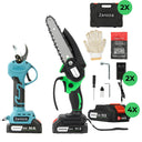 Elektrische Gartenschere & Mini-Kettensäge inkl. 2 Koffer und 4 Akkus