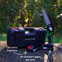ZanoraGarden® Elektrische Mini-kettingzaag Incl. Koffer en 2 led-accu's